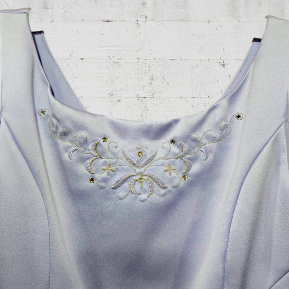 Y2K Vintage Purple Rhinestone Embellished Ball Gown Dress Flower Girl Size 12 - Picture 6 of 16